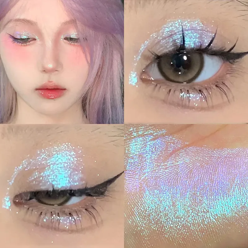 Maquillage pour les yeux caméléon à paillettes, fard à paupières multicolore scintillant, bâton Duochrome brillant, surligneur chromé, stylo cosmétique lumineux de fête — image 2