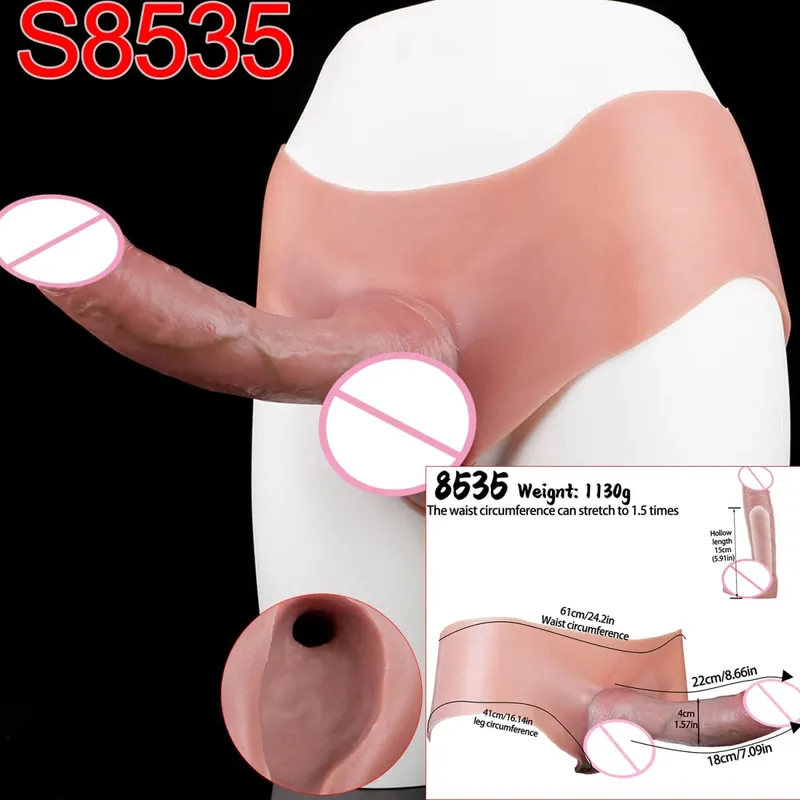Mandlige Strap-On Long Hollow Dildo Ultra Realistic Penis Extend Sleeve Bukser насадка на член Mandlige Cock Cover Sexlegetøj — image 15