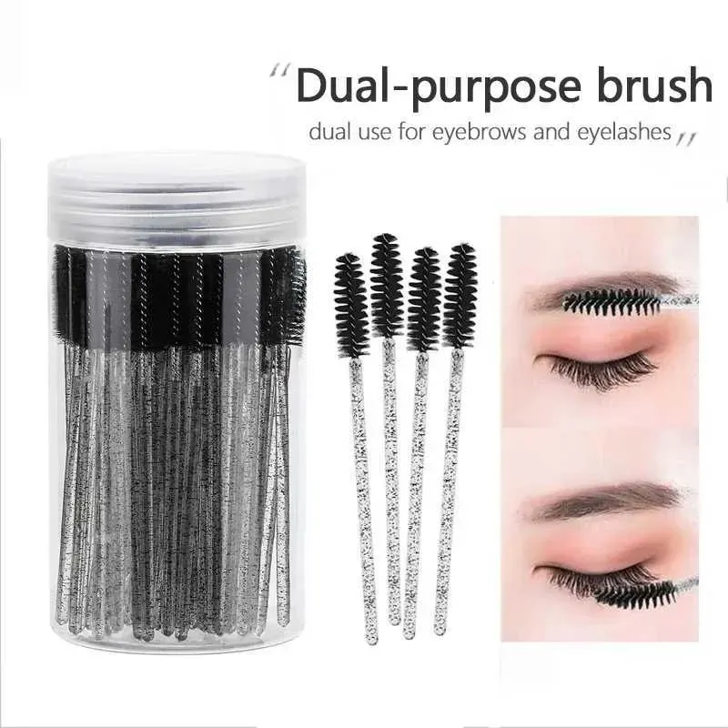 50 Stück Einweg-Mascara-Zauberstäbe, Augenbrauen-Spoolies-Bürsten für Wimpernverlängerungen, Wimpernbürsten mit Behälter — image 1
