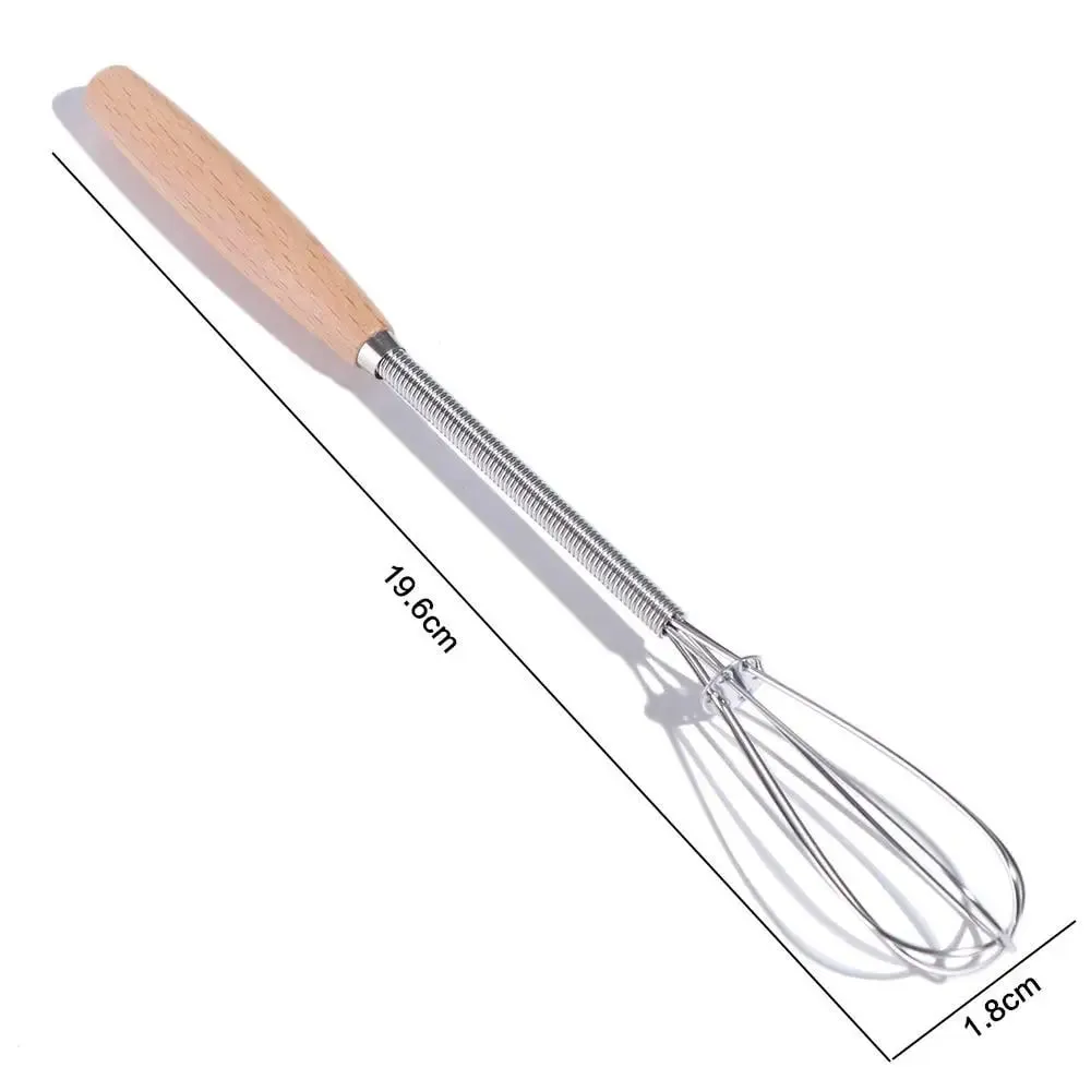 Multifunction Stainless Steel Egg Beater Wooden Handle Useful Mini Egg Whisk Portable Manual Egg Beater Baking — image 9