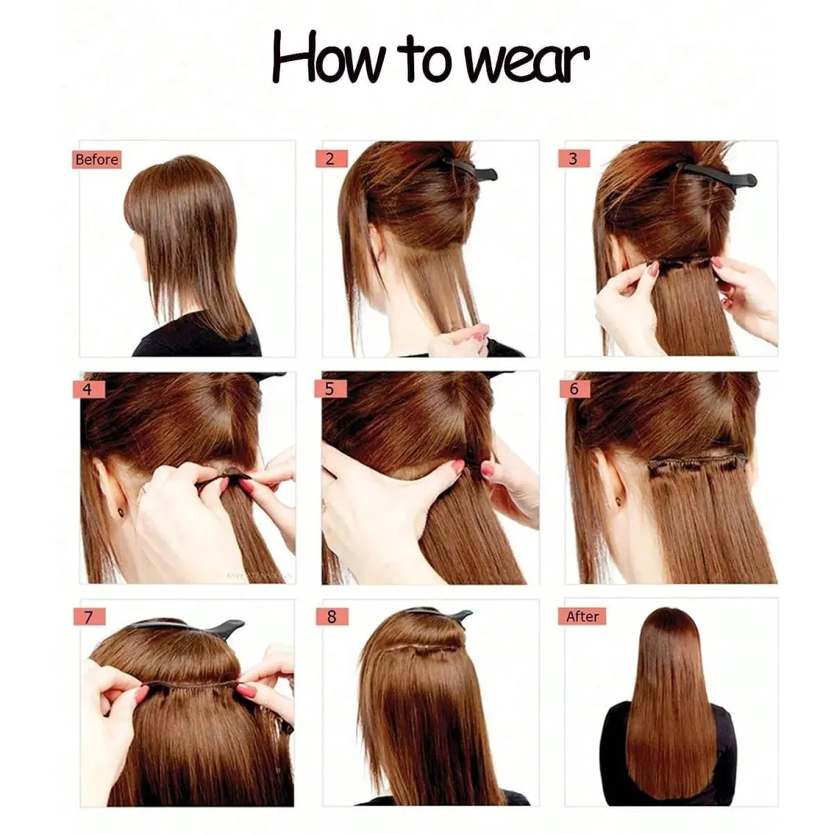 Synthetic Hair Extensions 6PCS Clip in Hair Extensions Long Straight hair extensions Natural Soft Synthetic Hairpieces for Women
