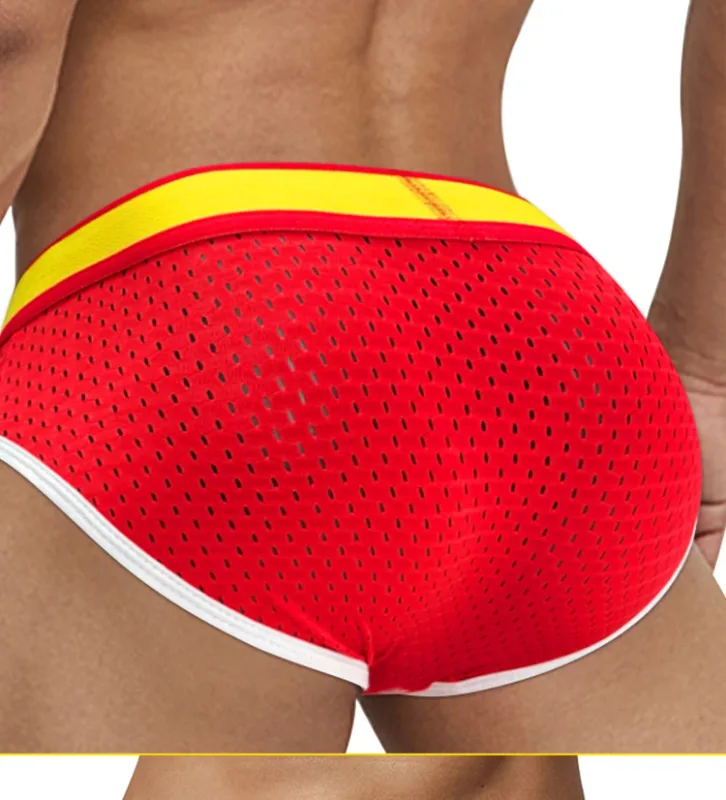 남자의 낮은 허리 슬리밍 메쉬 팬티 U 볼록한 주머니 탄성 허리띠 통기성 다채로운 Jockstrap 속옷