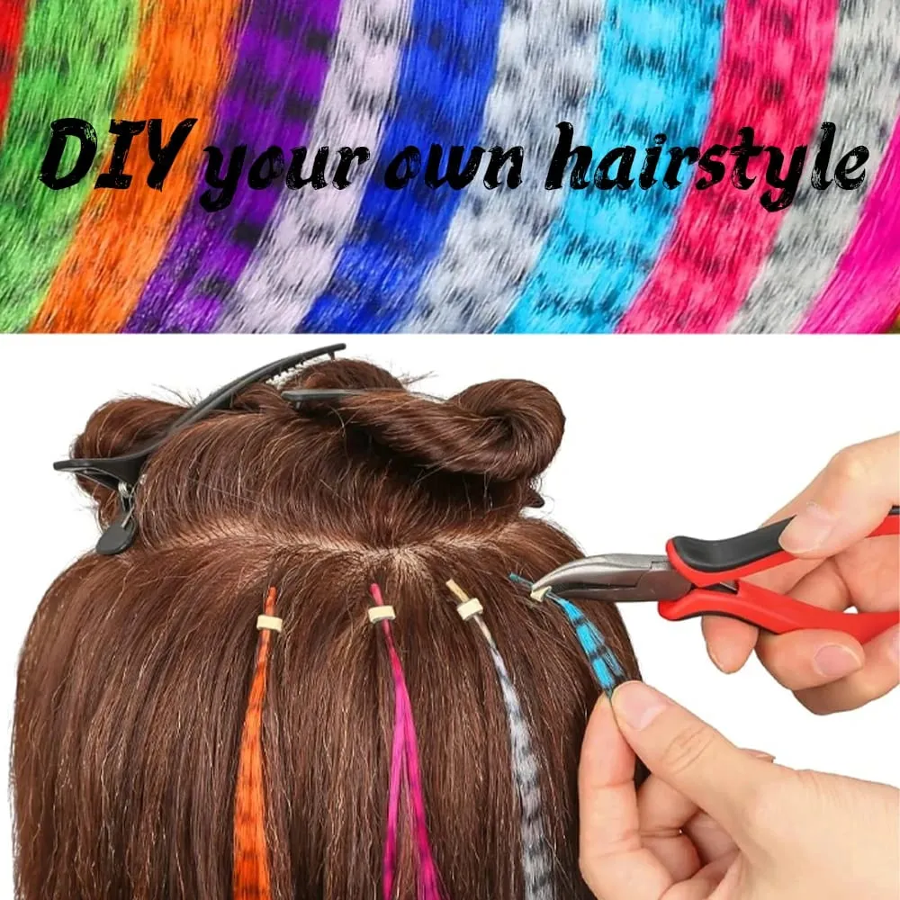 30roots สีสังเคราะห์ Feather Stripe hair Extension 16 นิ้ว I Tip Party คอสเพลย์สำหรับเทศกาลดนตรีฮาโลวีนคริสต์มาส — image 4