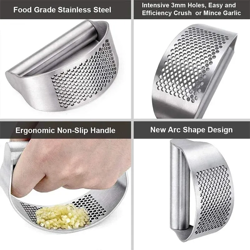 Upgraded Stainless Steel Garlic Press Squeezer Manual Garlic Ginger Rocker Crusher Garlic Cutting Mince Tools Kitchen Gadgets — image 2
