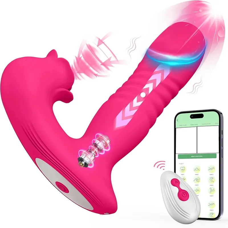APP Rose Thrust Vibrator Strong Sucking Female Toy Wearable G-spot Clitoris Stimulator Female Clitoris Masturbator Dildo Sex Toy