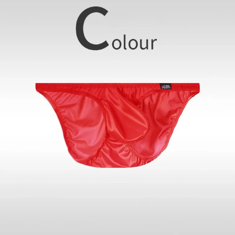 Glossy Mens Sexy Briefs Ice Silk Underwear Low Rise Silky Male U Convex Pouch Underpants Breathable Man Bikini Panties Smooth