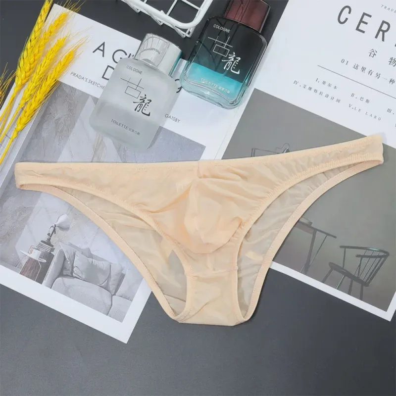 1PC Summer New Underwear Men's Ice Silk Briefs Ultra-thin Transparent Breathable Sexy Comfortable Low Waist Underpants for Men — image 14