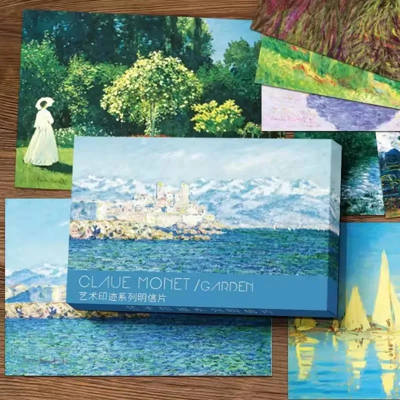 30 Sheets/Set Claude Monet Oil Painting Postcard Vintage Monet Garden Art Painting Greeting Message Cards Student Gift