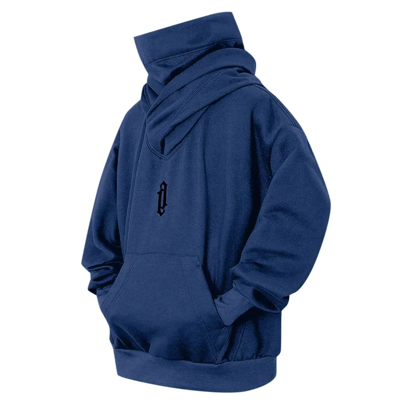 Felpa a collo alto con ricamo Felpa oversize Y2K Uomo Donna Felpa con cappuccio Ninja giapponese Autunno Hip Hop Tasca in pile Streetwear