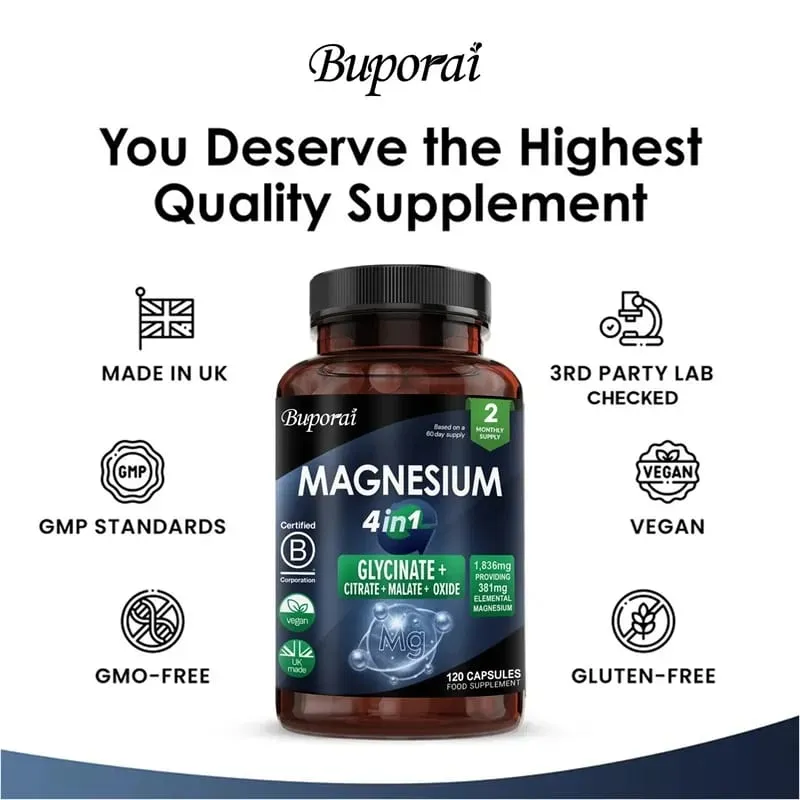 Magnesium 4-in-1 Complex - Supports Immune Health Promotes Muscle Relaxation and Bone Health and Helps Improve Sleep
