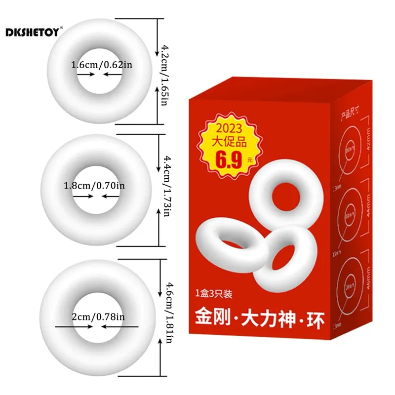 3pcs Soft Silicone Cock Ring S/M/L Size Dick Erection Ring Testicle Penis Ring Sex Toys For Men Delay Ejaculation Adult Supplies