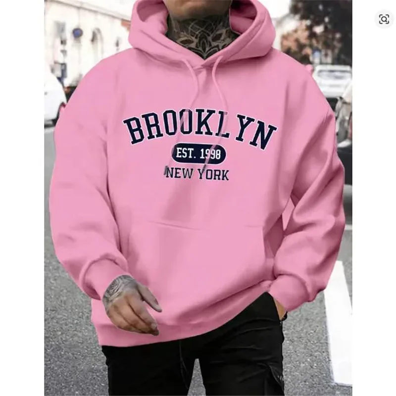 Brooklyn Est 1998 New Yorkพิมพ์ผู้ชายHoodies Harajuku Crewneck Hoodieแฟชั่นOversize Hoodyฤดูใบไม้ร่วงสบายTracksuit