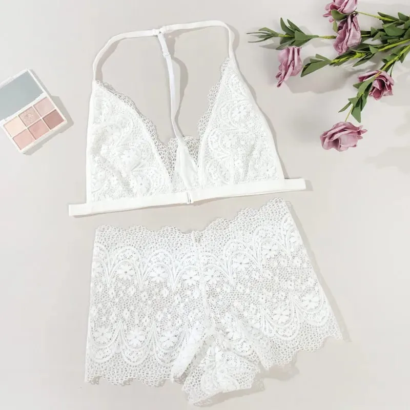 Lace Bra Set Women Front Closure Ultra Thin Bralette Push Up Sexy Lingerie Transparent Bra Low Rise Panties Wireless Underwear — image 3