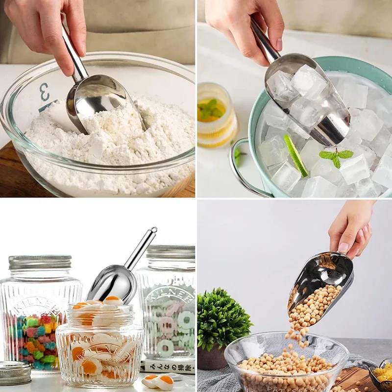 Stainless Steel Ice Shovel Multifunctional Ice Flour Sugar Scoop with 5/8/12 Ounce Ice Scooper for Ice Maker Bar Kitchen Tool — image 2