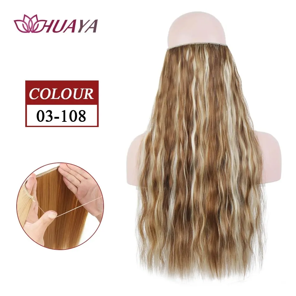Synthetic Long Straight Invisible Wire No Clips In Hair Extensions Fake Hair Pieces Secret Fish Line Hairpieces For Women — image 42