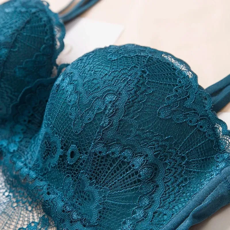 Sexy Push Up Bra Lingerie Set - Comfortable Wireless Lace Underwear Massage Palm Cup for Lift 75C/80C/85C — image 4