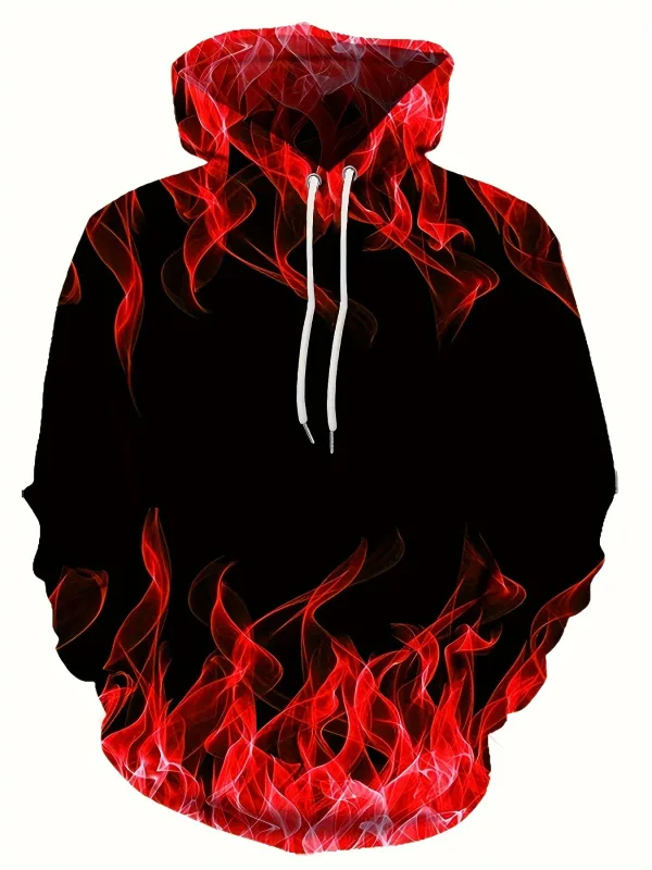 2024 Creative Flame 3D Print hættetrøje Cool hættetrøjer Herre forår Efterår Pullover Hættetrøje Oversized Harajuku Y2k tøj — image 4