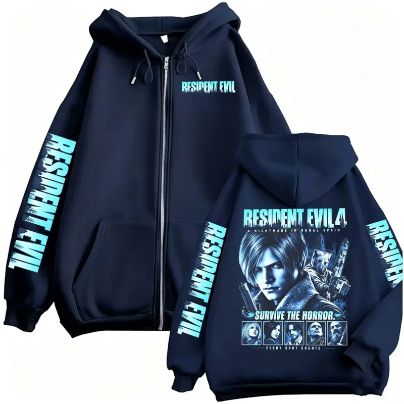 Resident Evil Requiem Zip Up Hoodies Leon Kennedy Horror Game Zipper Hoodie Herren Damen Harajuku Klassische Jacke Sweatshirt Mäntel — image 5