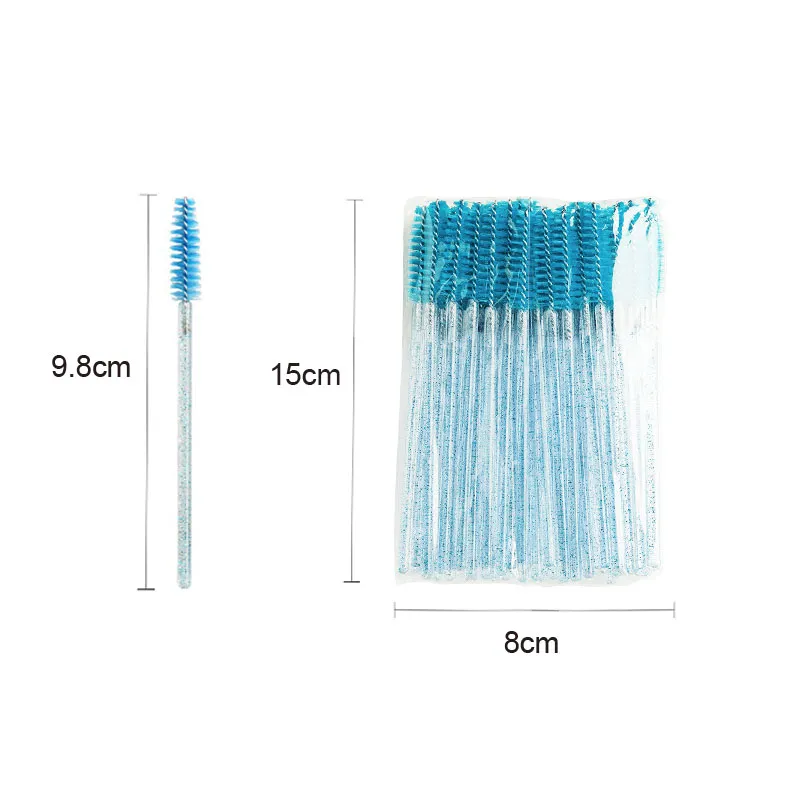 Bagong 50/100pcs Microbrush para sa Eyelashes Brush Crystal Spoolie Brushes Eyebrow Comb Makeup Beauty Tool para sa Eyelashes HZS24 — image 6
