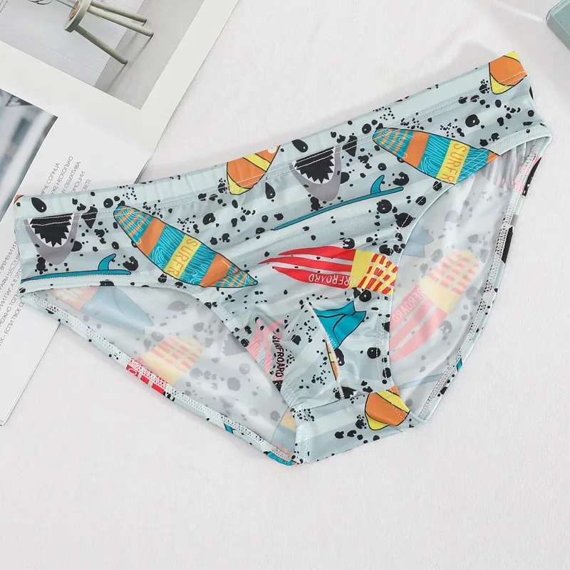 Men's Briefs Translucent Cartoon Printed Ice Silk Slippery Sexy Breathable Summer Low Waist U Convex Pouch Lingerie Underpants — image 11
