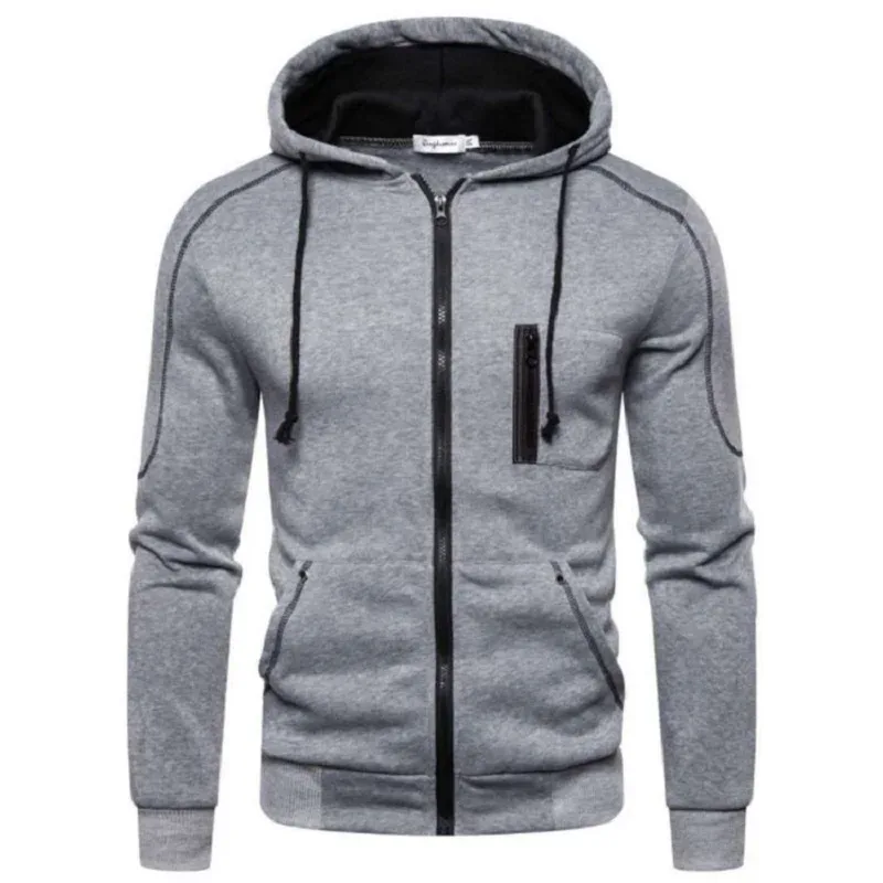 Autumn Men Sweatshirts Long Sleeve Jacket Hoodie Zipper Closure Jacket Male Hoodies Sweatshirt Slim Fit Male Clothing — image 3