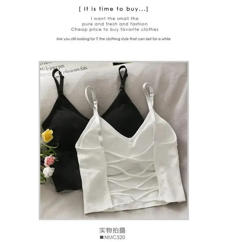 Womens Tops Sexy Tank Top Women Built In Bra Solid Color Camis for Women Crop Top Off Shoulder Sleeveless Camisole 2024 New — image 8
