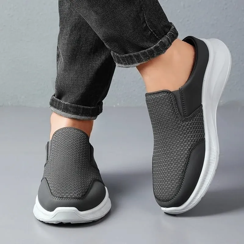 Pull-on Dual Wear Åndbar Grid Strik Walking Mules Integreret Elastisk Side Gore Panel Rib Segmenteret Fuldt hvidt Fodtøj — image 5