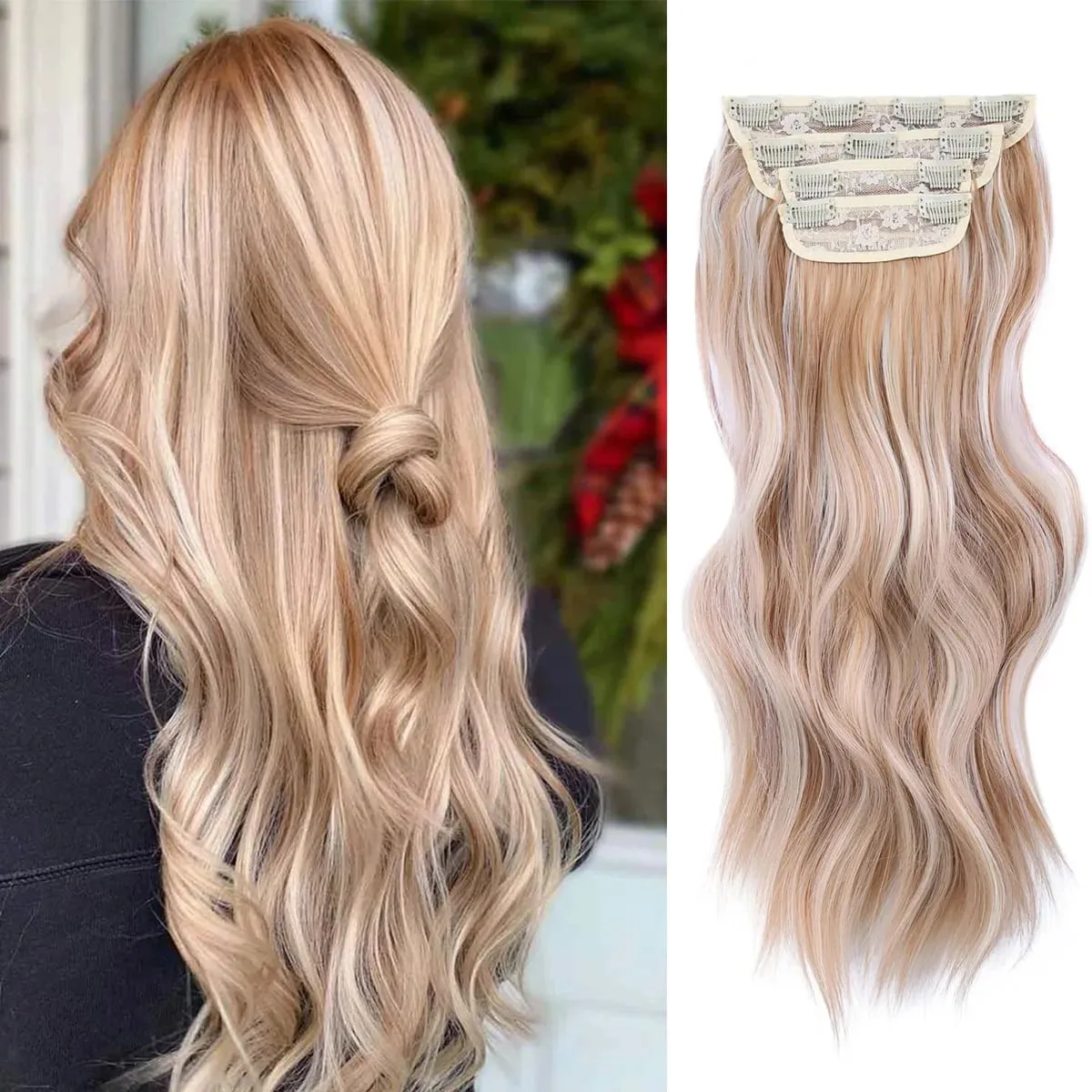 Clip in Synthetic Hair Extensions Long Wavy 4PCS Thick Hairpieces Dark Brown Fiber Double Weft Natural Hair Extensions For Women — image 17
