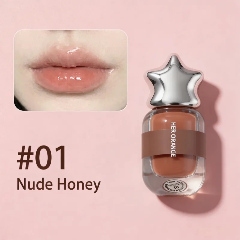 Herorange Glossy Lip Watery Mirror Finish Hydrating Sheer Lip Tint Youthful Nude Makeup — image 3