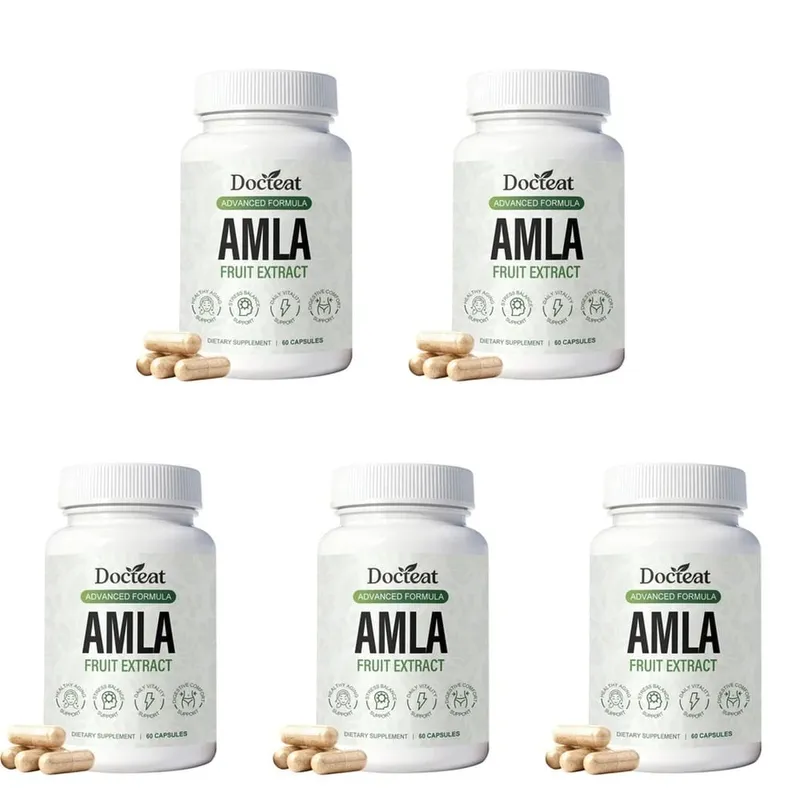 Капсулы с экстрактом фруктов Docteat Amla, поддержка иммунной функции, поддержка здоровья кожи с витамином C, B3, CoQ10, PQQ, 60 капсул