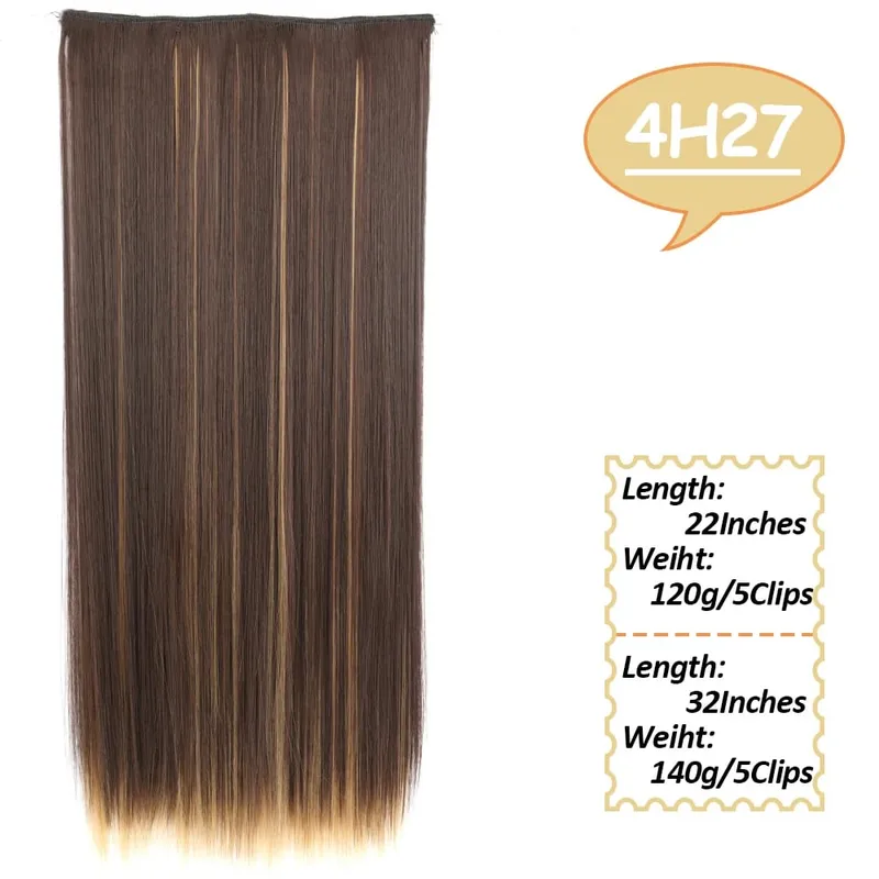 5 Clips Long Wavy Clip In Hair Extensions Synthetic Heat Resistant One Piece False Blonde Hair Black Brown Hairpiece For Women