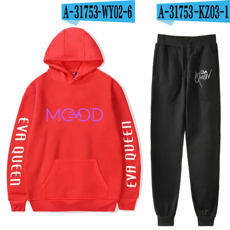 Hip Hop สบาย Eva Queen พิมพ์เสื้อกันหนาว Sweatpants ชุด Hoodies + กางเกงชุดชาย/หญิง 2 ชิ้นชุดเสื้อผ้า — image 20