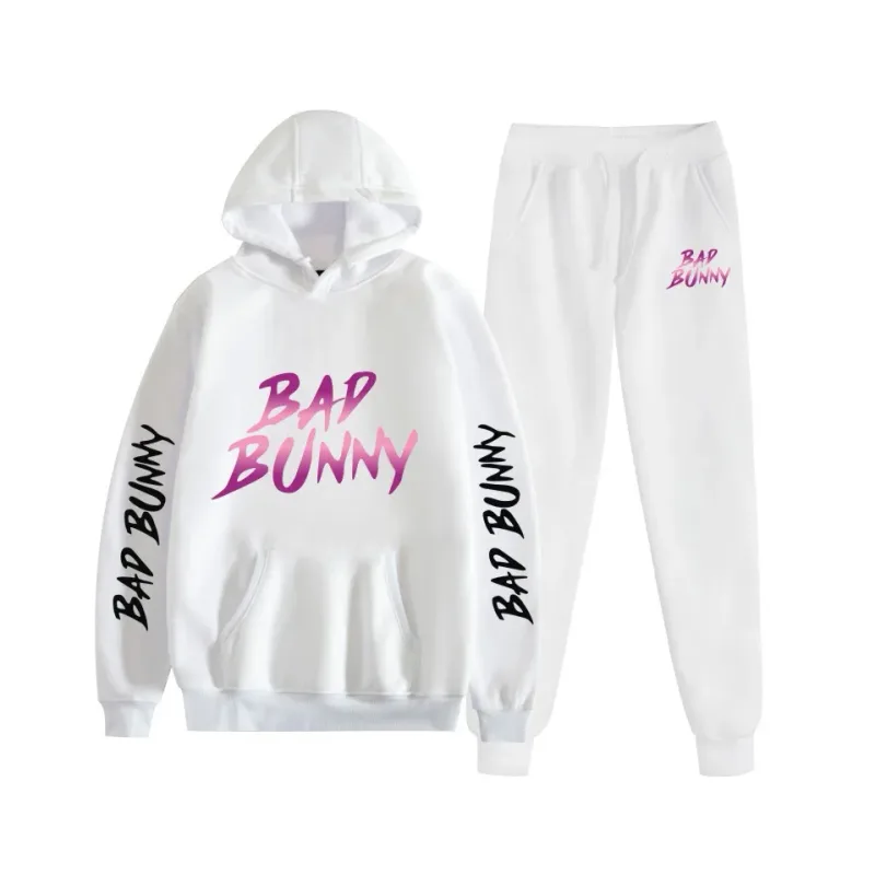 Costume Harajuku confortable imprimé mauvais lapin, sweat-shirt et pantalon de survêtement pour femmes, sweat à capuche + pantalon, ensemble 2 pièces pour garçons/filles — image 42