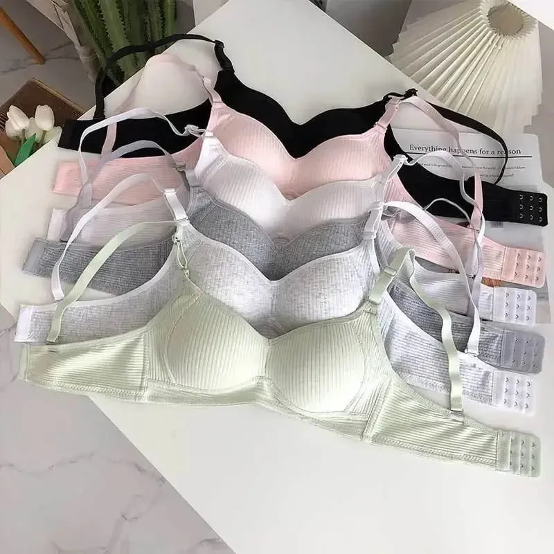 Women Seamless Bra Sets Panties+Wire Free Bra 2Pcs Suit Solid Color Bralette Lingerie Sexy Brassiere Cotton Female Underwear Set — image 4