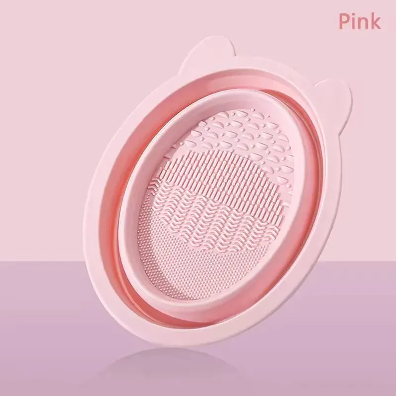 Makeup Brush Cleaning Mat 3-In-1 Silicone Washing Bowl with Brushes Scrubber Foldable Powder Puff Cosmetic Sponge Drying Tools — image 8