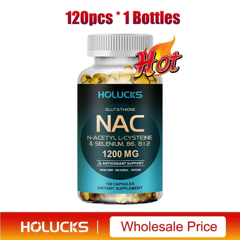 NAC Capsules 1200mg-สนับสนุนสุขภาพผิวพลังงานมือถือสารต้านอนุมูลอิสระDetoxเพิ่มภูมิคุ้มกันปรับปรุงการย่อยอาหาร