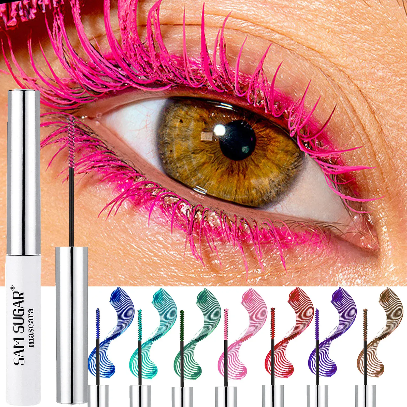 Colorful Slender Mascara Waterproof Fast Drying Curling Eyelashes Multicolor Lashes Makeup Long Lasting Blue Green Cosmetics — image 2