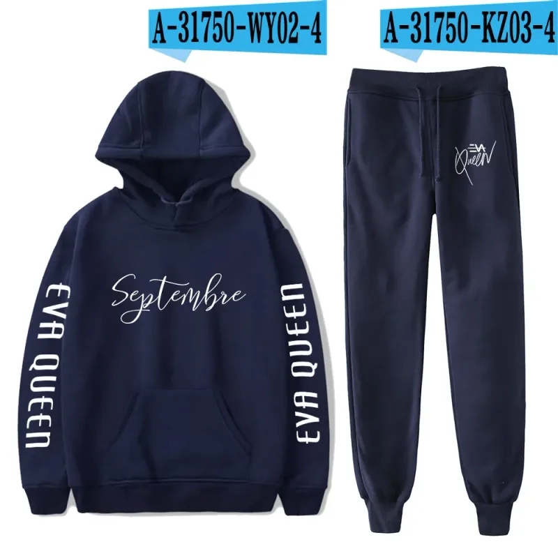 Hip Hop สบาย Eva Queen พิมพ์เสื้อกันหนาว Sweatpants ชุด Hoodies + กางเกงชุดชาย/หญิง 2 ชิ้นชุดเสื้อผ้า — image 37