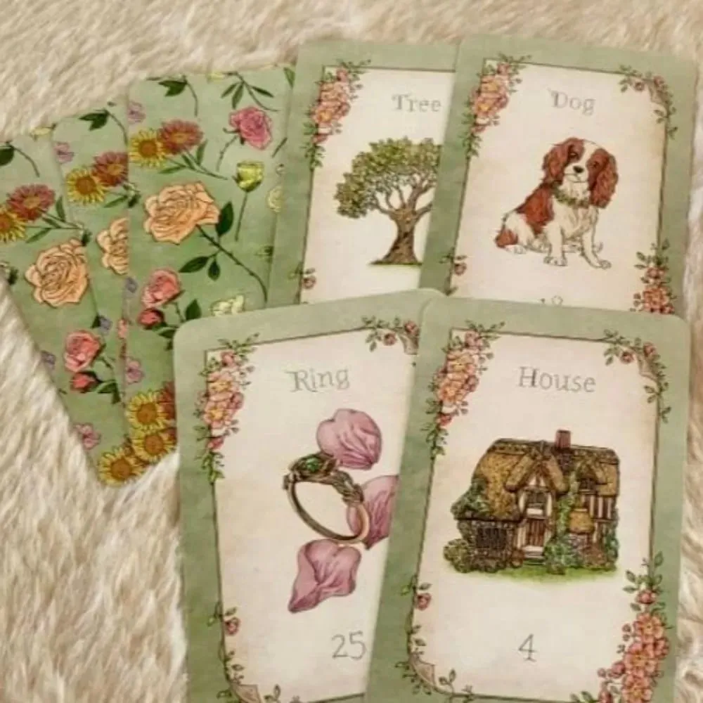9*6cm Floraneum Lenormand Tarot Oracle 36 Lenormand Cards Illustrations Embellished with Flowery Decor — image 4