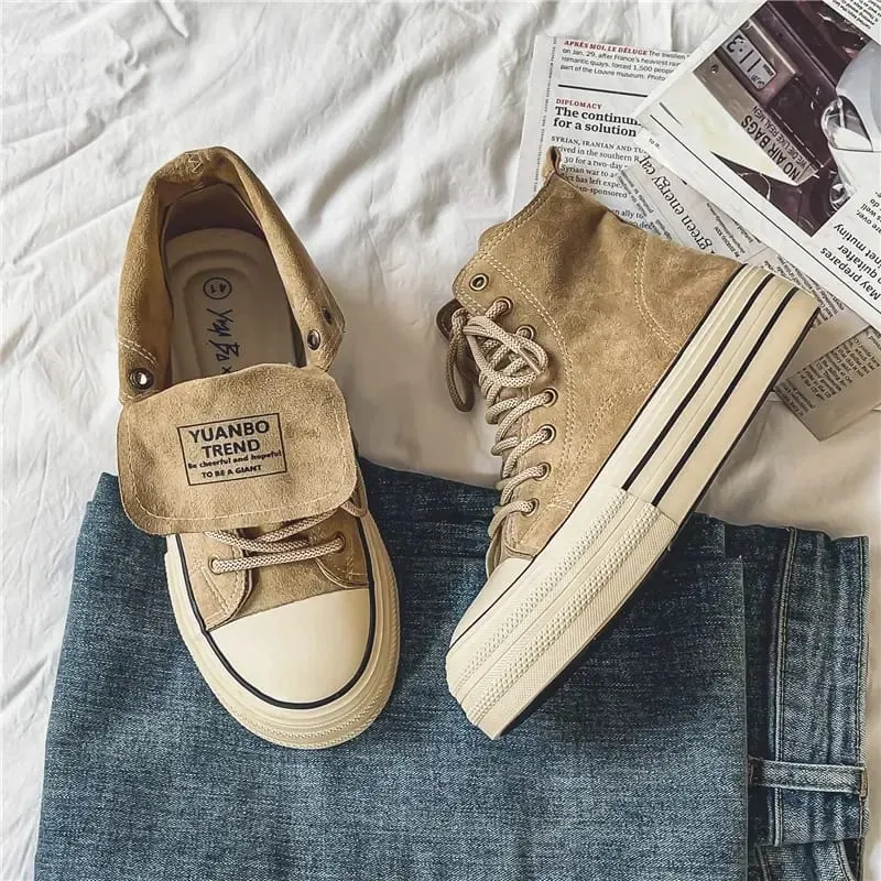 2025 High Top Men's Vulcanized Shoes Platform Casual Outdoor Leather Board Shoes Male Walking Shoes Zapatillas Hombre 36 44 — image 2