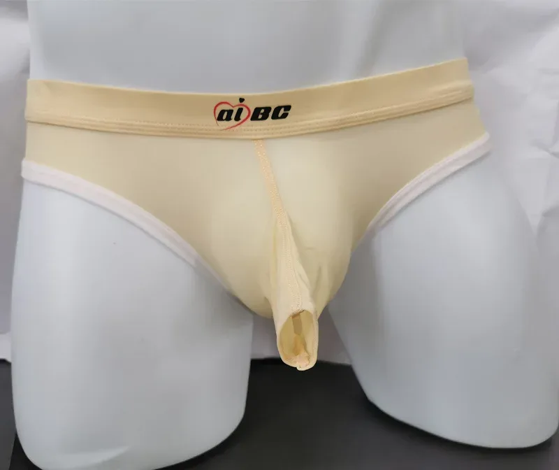 Men's Erotic Briefs Elephant Nose Open Sheath Bikini Gay Sexy Thin Ice Silk Penis Bulge Separate Elastic Quick Dry Sports Tangas — image 20