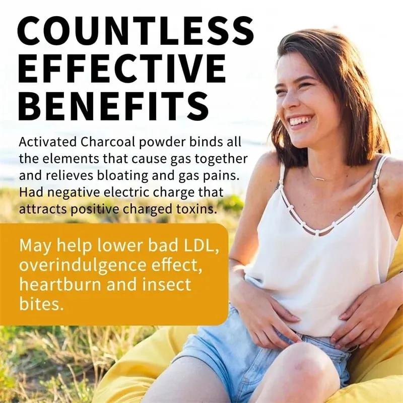 Activated Charcoal Capsules 1 200 Mg - Organic Coconut Shell Helps Relieve Gas & Bloating Detox & Bowel Digestive Supplement — image 6