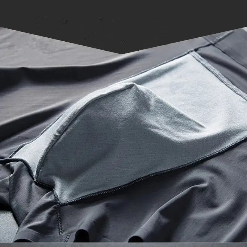 Seamless Ice Silk Boxers Men Solid Color Male Underpants Ultra-thin Sexy Underwear Summer COOL Trunk Shorts