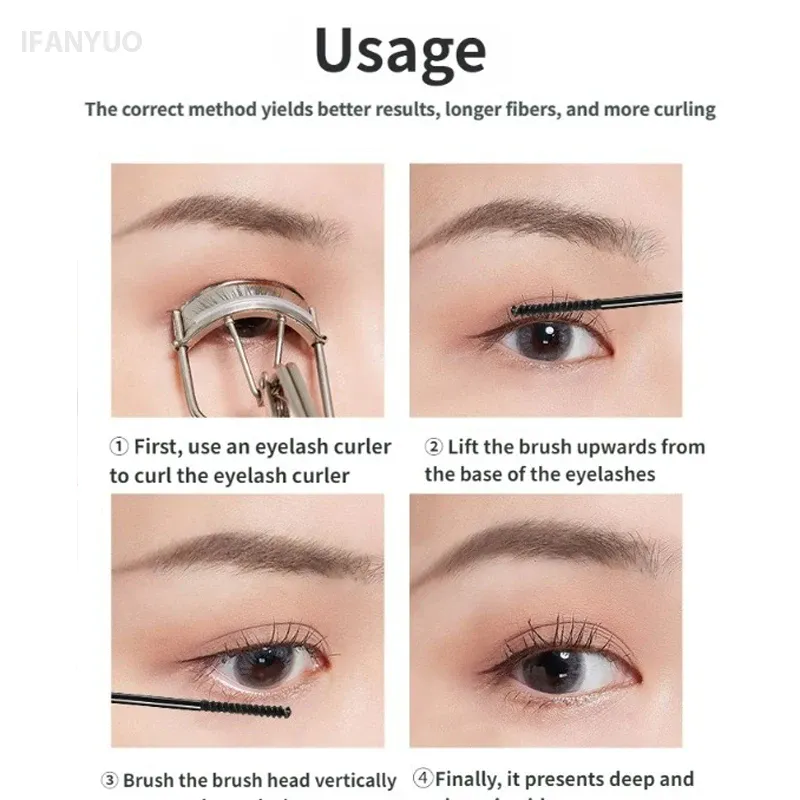 4D Black Mascara Dick Curling Langlebige wasserdichte wischfeste Seidenfaser-Mascara verlängert die Wimpernverlängerung Augen-Make-up — image 6