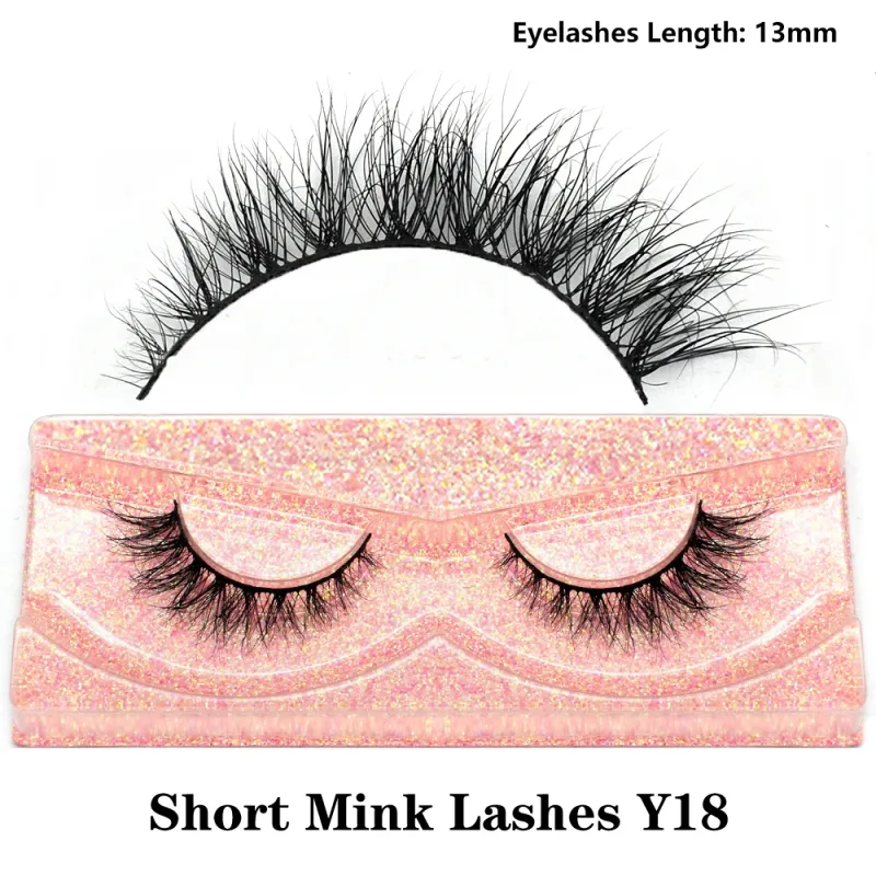 Demi-cils naturels 3D en vison, courts, duveteux, vaporeux, bande croisée, doux, Extension, maquillage — image 24