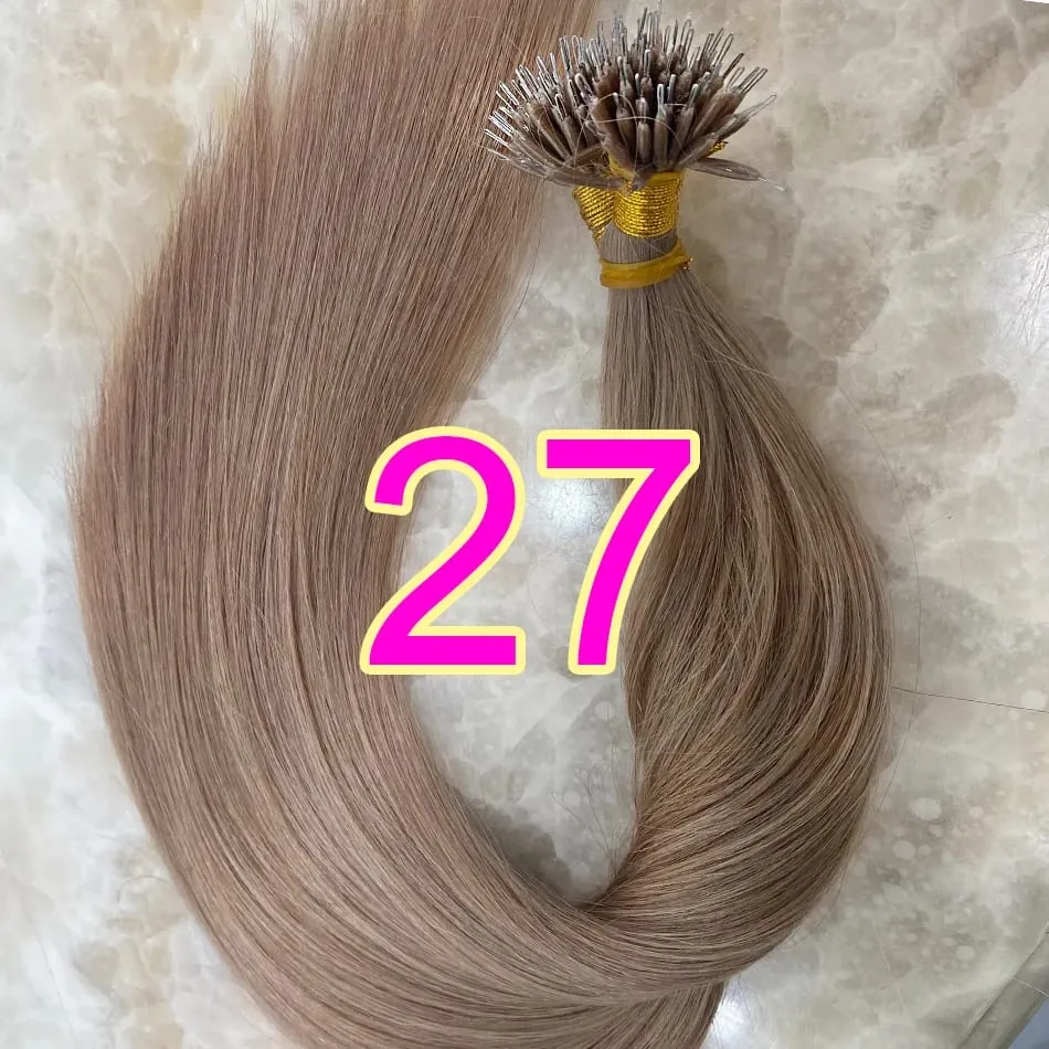Micro Ring Hair Extension Ombre 100% Virgin Human Hair Extensions Nano Ring Micro Beads Tip Thick Full Head 18"-30"extensiónes — image 14