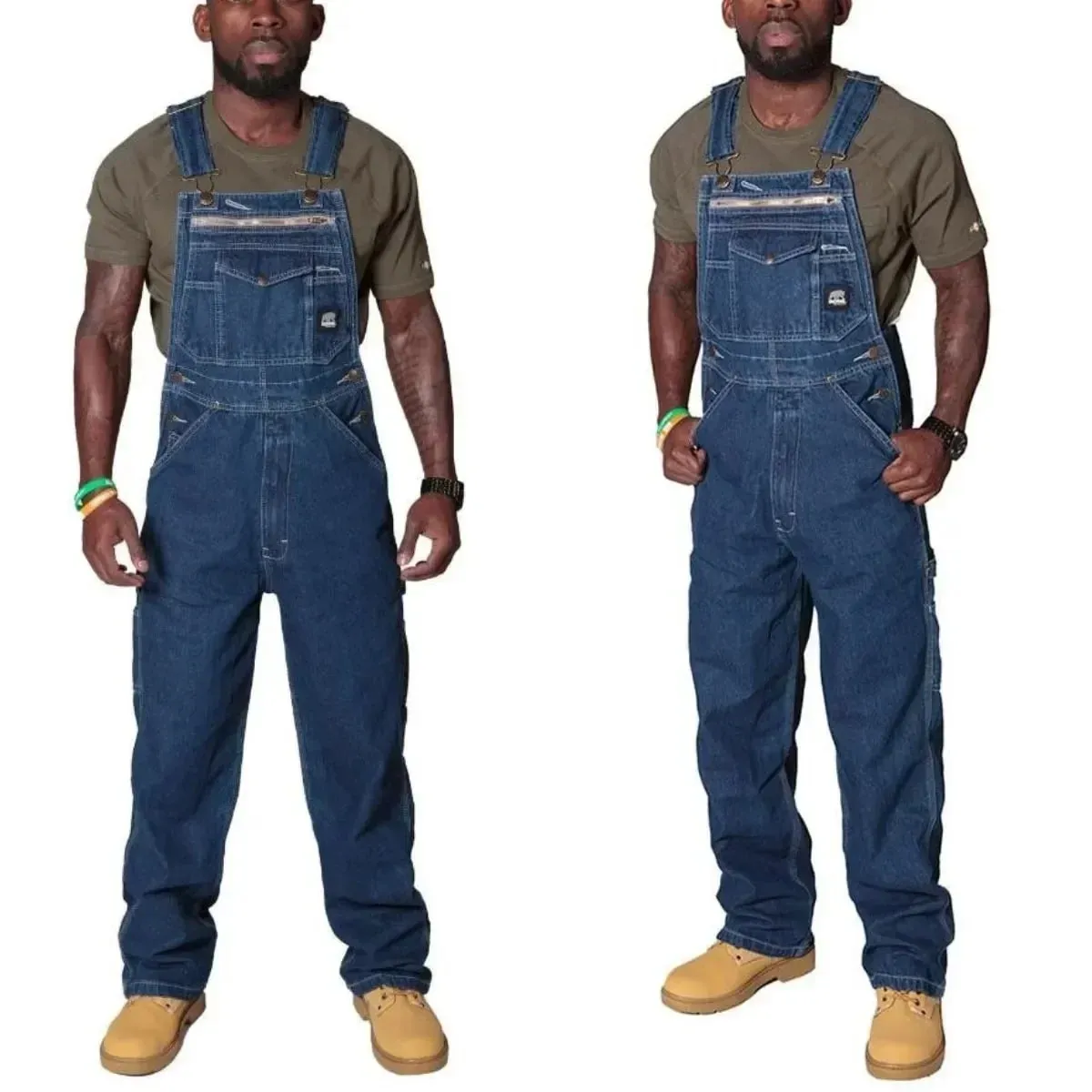 Men's Cargo Trousers Solid Jeans Overalls for Men Fashion Denim Jumpsuits Oversized Pants Men Clothing Full Length Tracksuit — image 9