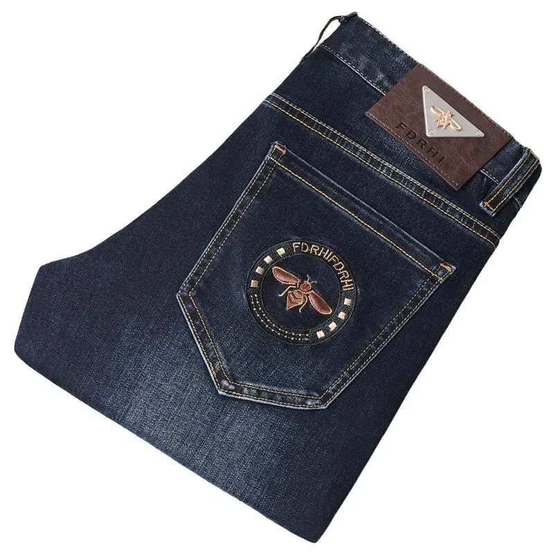 Men's Jeans Autumn Spring High-End Trendy Slim Fit Skinny Pants All-Matching Washed 2025 New Men's Denim Trousers