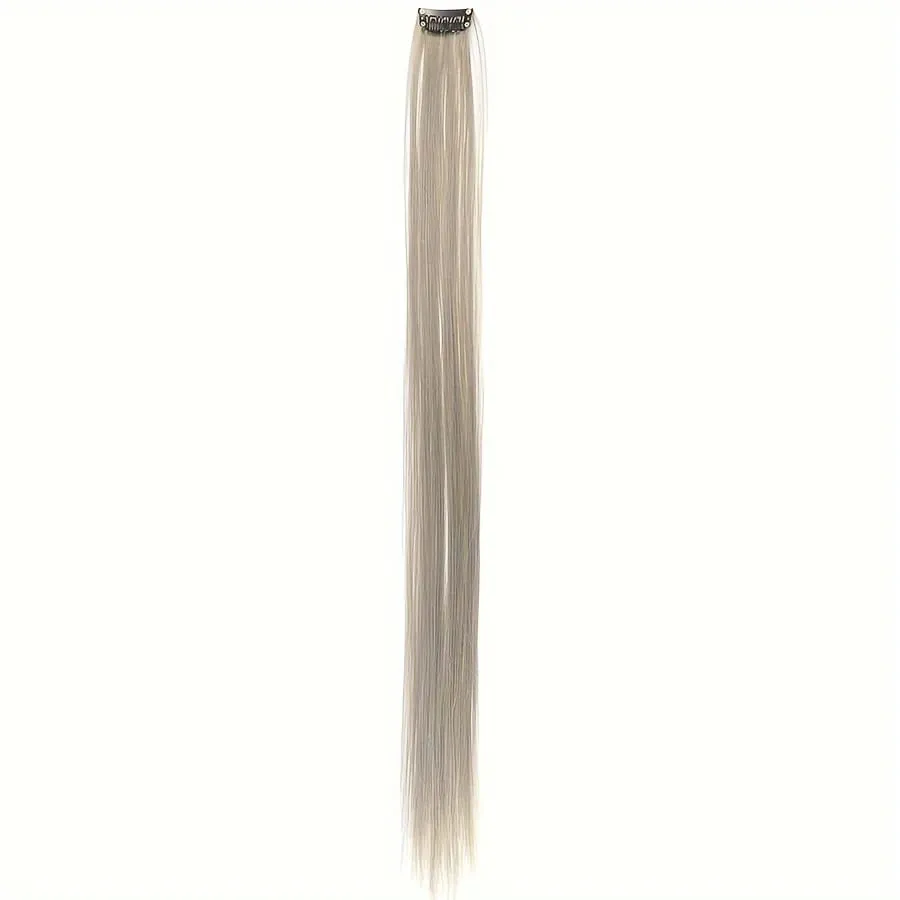 Clip in Hair Extensions 22 Inch Colored Hair Extensions Party Highlights Long Straight Synthetic Hairpieces for Women Kids Girl — image 11