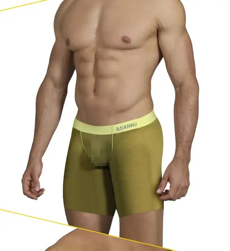 Sous-vêtements Ultra-fins pour hommes, Boxer Long, short rafraîchissant en soie glacée, sous-vêtements transparents pour Fitness, maille sans couture, 0.01mm — image 5